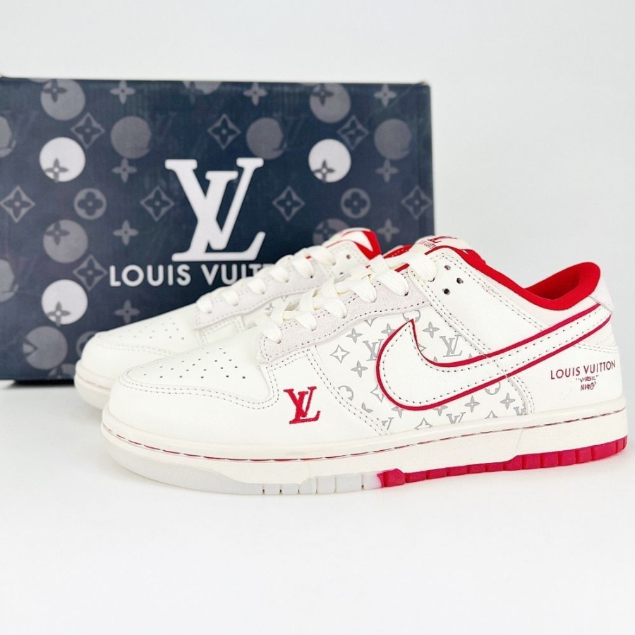 Nike SB Dunk Low X Louis Vuitton Red White - Image 7