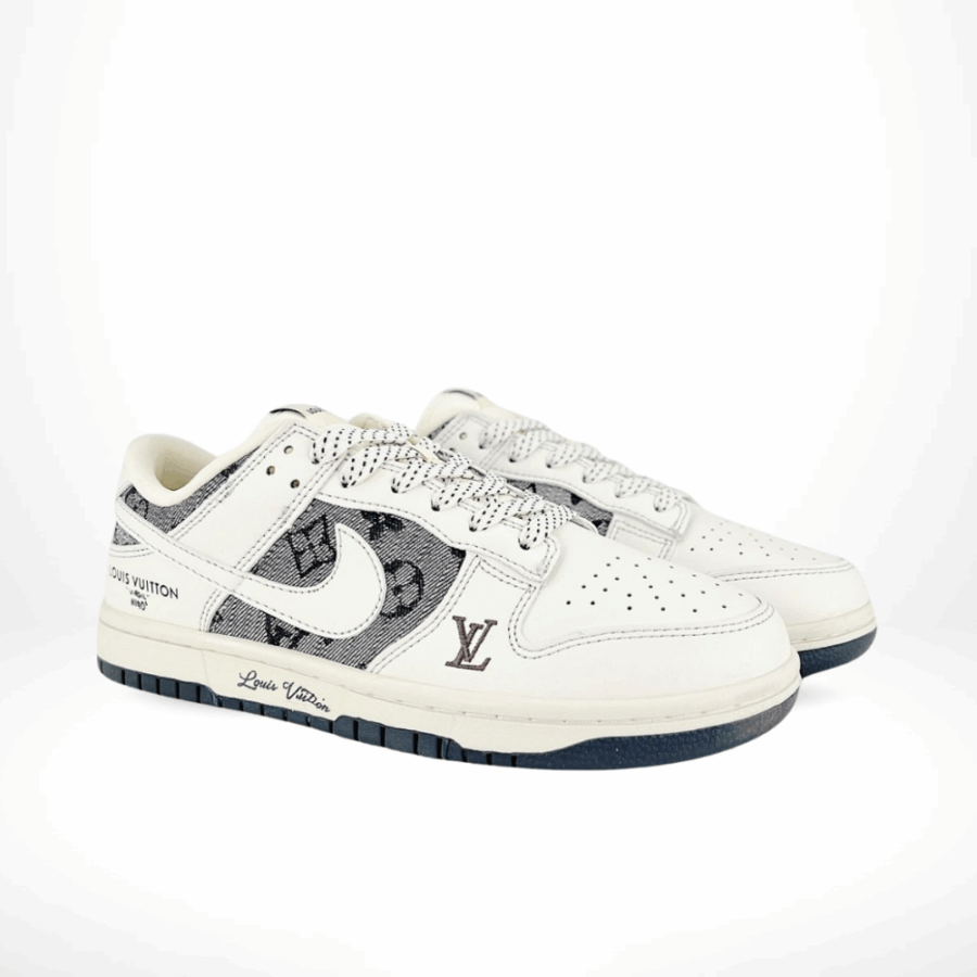 Angled front view of a full pair of Nike SB Dunk Low