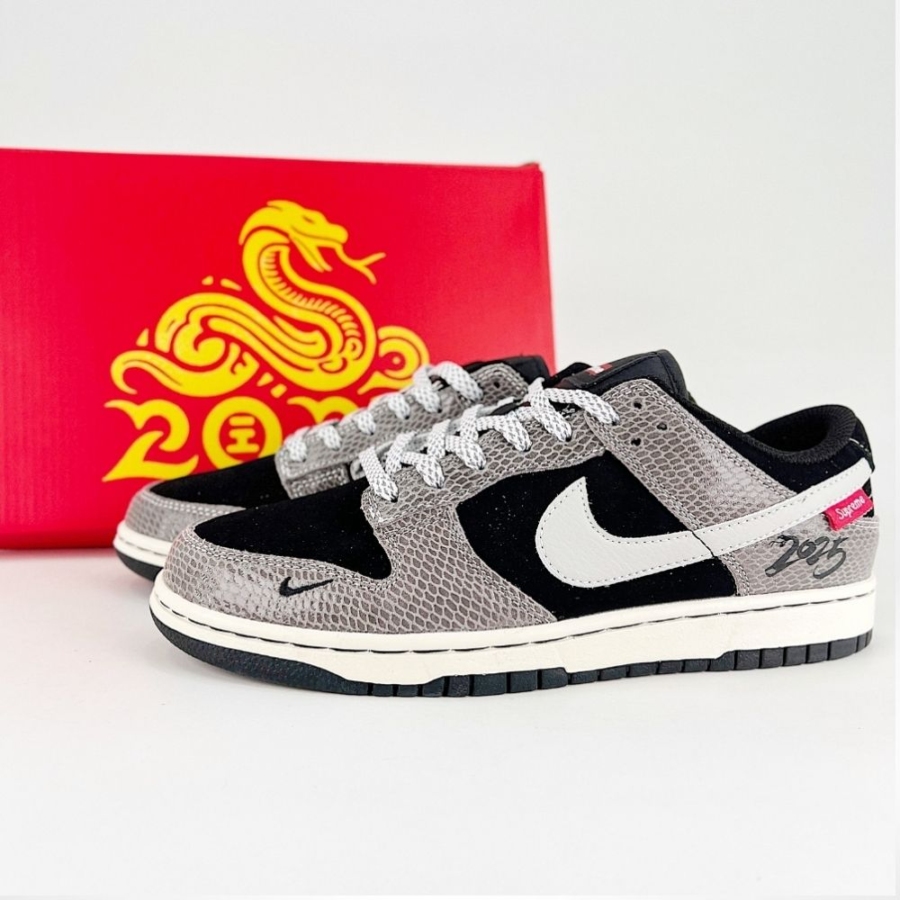 Nike SB Dunk Low X Supreme Year OF The Snake Limited Edition Black Gray - Image 7