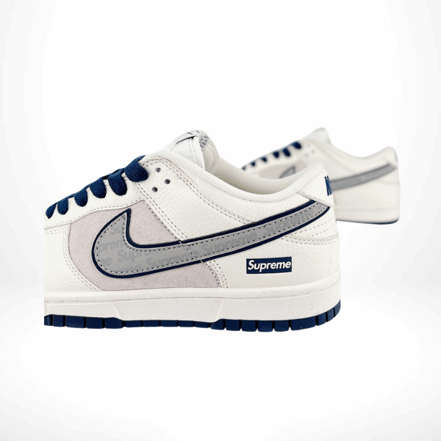 Nike SB Dunk Low X Supreme Casual Boots White Dark Blue - Image 3