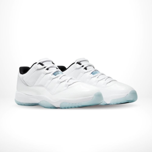 Angled front view of a full pair of Air Jordan 11