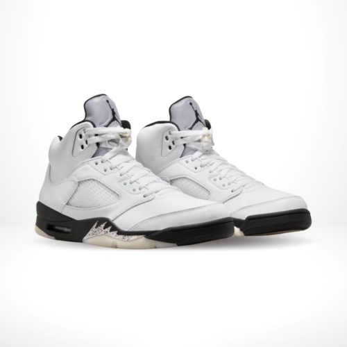 Angled front view of a full pair of Air Jordan 5