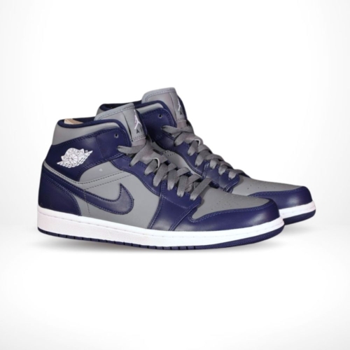 Angled front view of a full pair of Air Jordan 1