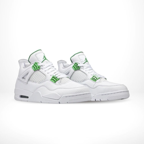 Angled front view of a full pair of Air Jordan 4