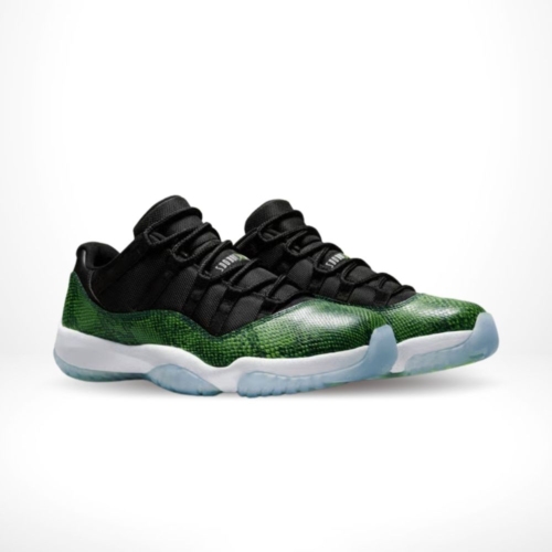 Angled front view of a full pair of Air Jordan 11