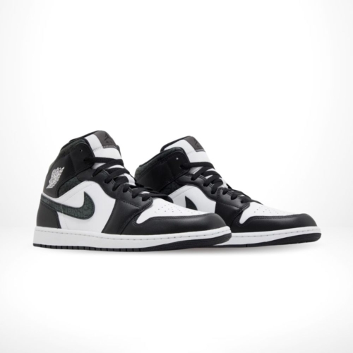 Angled front view of a full pair of Air Jordan 1
