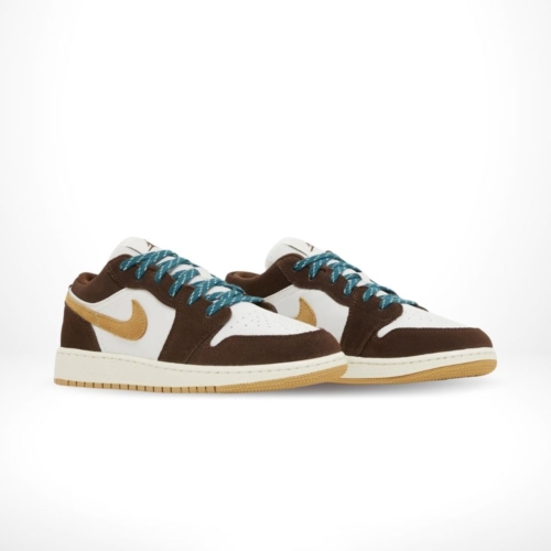 Angled front view of a full pair of Air Jordan 1