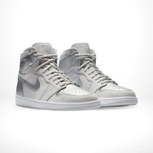Angled front view of a full pair of Air Jordan 1