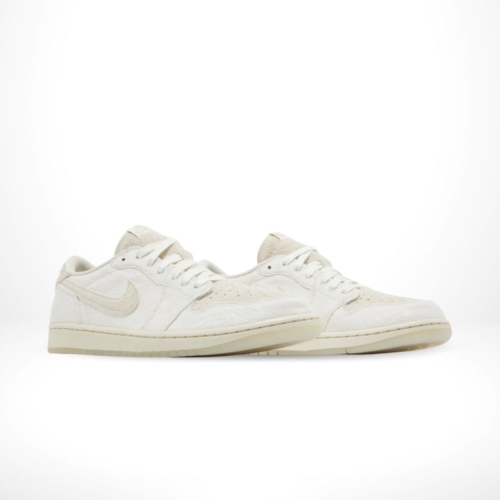 Angled front view of a full pair of Air Jordan 1