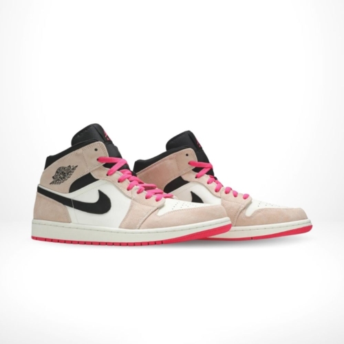 Angled front view of a full pair of Air Jordan 1