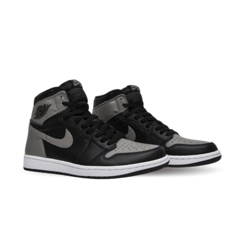 Angled front view of a full pair of Air Jordan 1