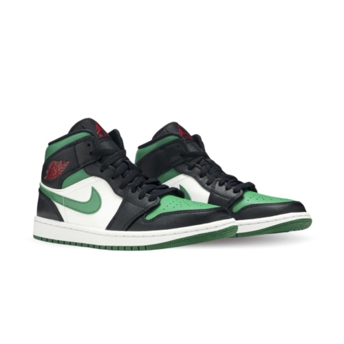 Angled front view of a full pair of Air Jordan 1