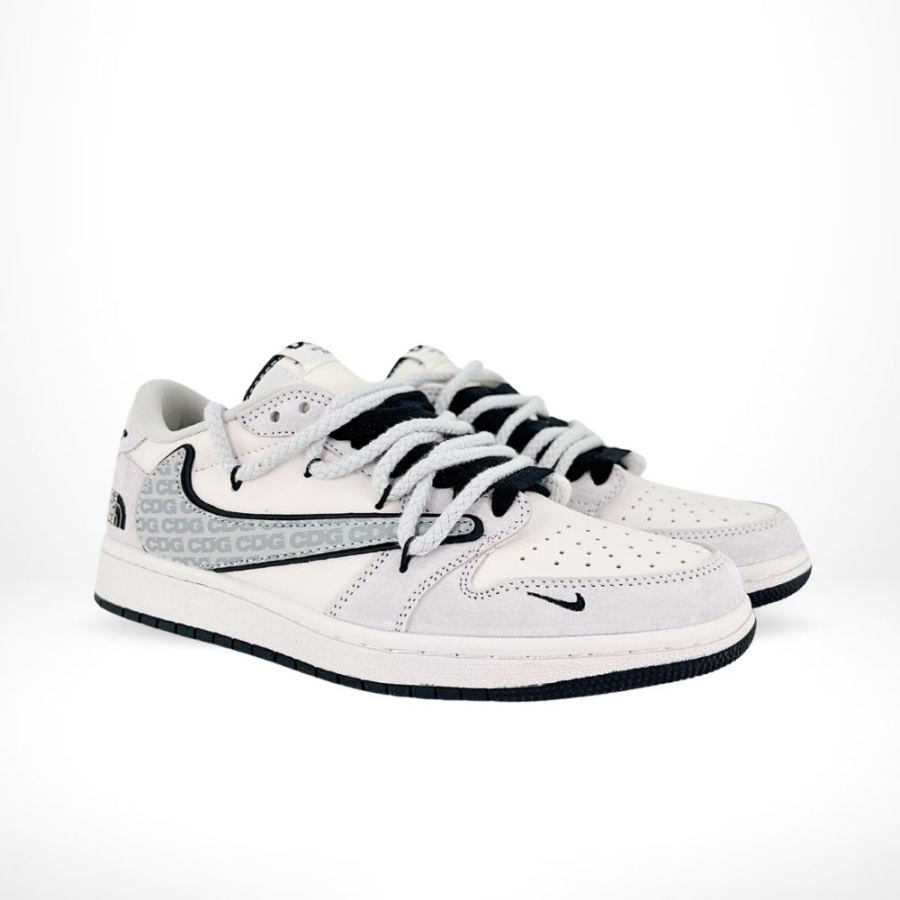 Air Jordan 1 Low X Travis Scott X CDG X The North Face OG SP Dark Grey White - Image 2