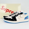 Angled front view of a full pair of Air Jordan 1
