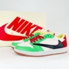 Angled front view of a full pair of Air Jordan 1