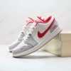 Angled front view of a full pair of Air Jordan 1