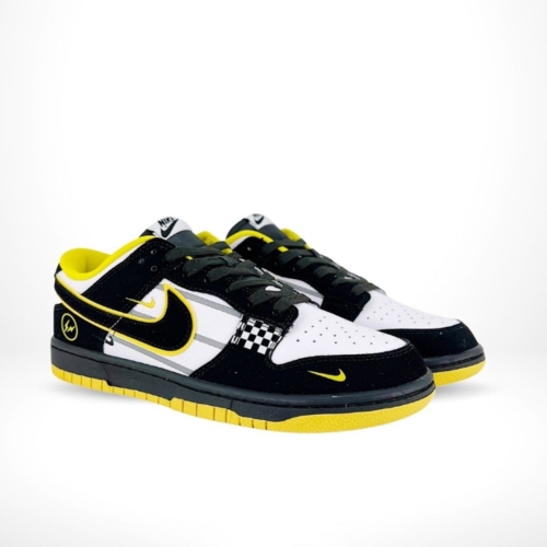 Angled front view of a full pair of Nike SB Dunk Low