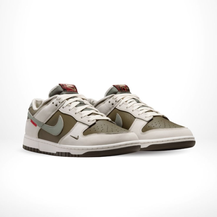 Angled front view of a full pair of Nike Dunk Low
