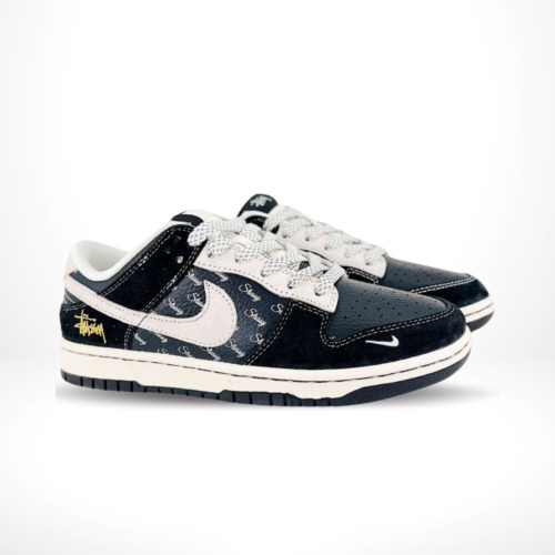 Angled front view of a full pair of Nike Dunk Low