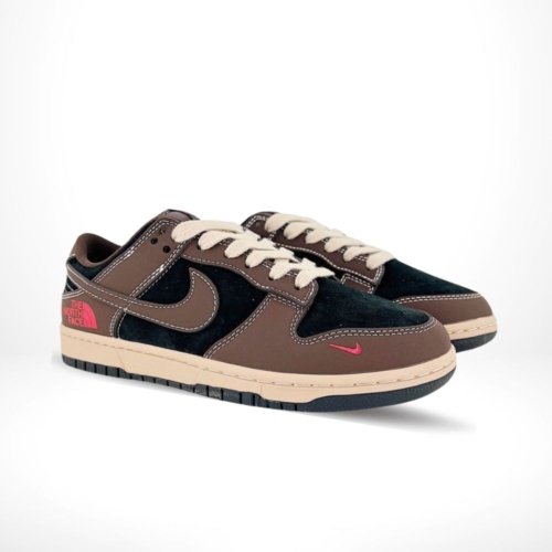 Angled front view of a full pair of Nike Dunk Low