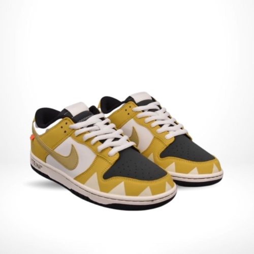 Angled front view of a full pair of Nike SB Dunk Low