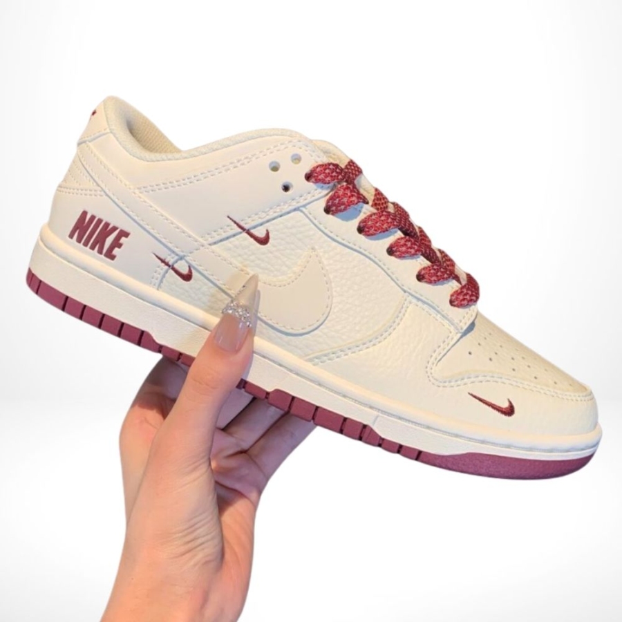 Nike Dunk Low Mini Swoosh Cream Burgundy - Image 7