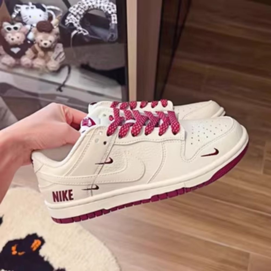 Nike Dunk Low Mini Swoosh Cream Burgundy - Image 5