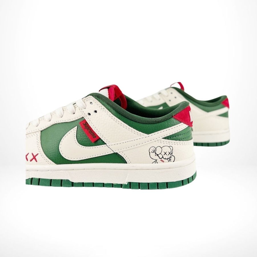 Nike SB Dunk Low X Supreme White Pink Green - Image 6