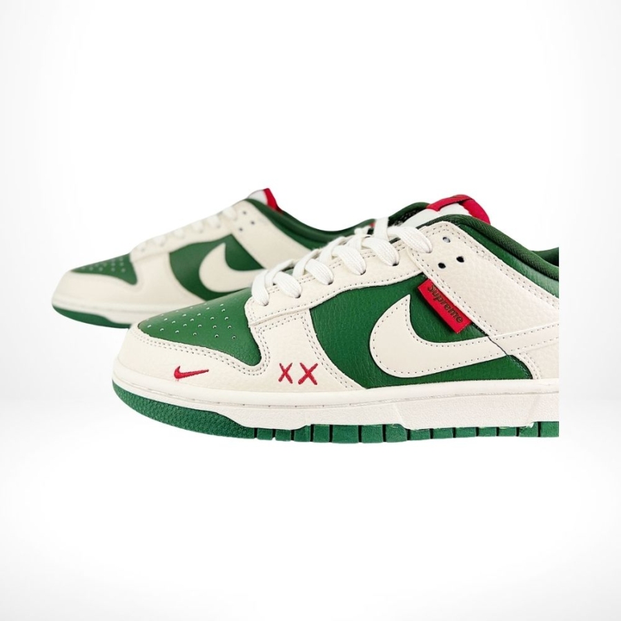 Nike SB Dunk Low X Supreme White Pink Green - Image 5