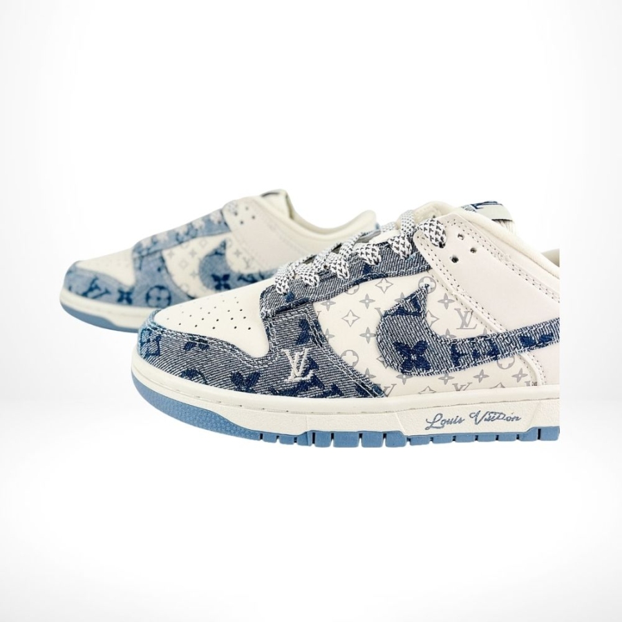 Nike SB Dunk Low X Louis Vuitton White Blue Monogram - Image 5