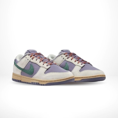 Angled front view of a full pair of Nike Dunk Low