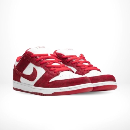 Angled front view of a full pair of Nike SB Dunk Low