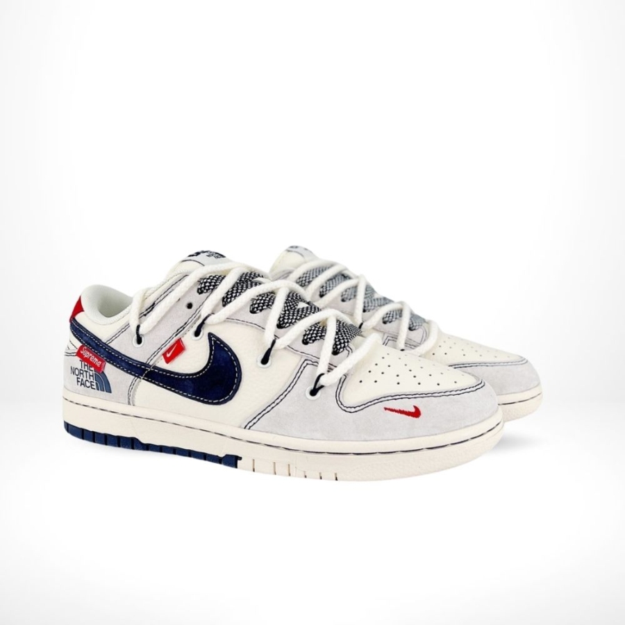 Nike SB Dunk Low X The North Face X Supreme X CDG Strap Beige Navy Blue - Image 2