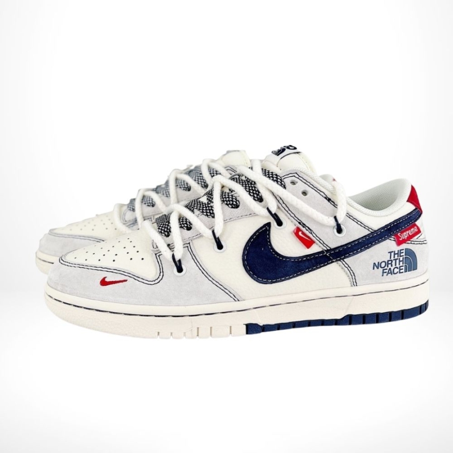 Nike SB Dunk Low X The North Face X Supreme X CDG Strap Beige Navy Blue - Image 7