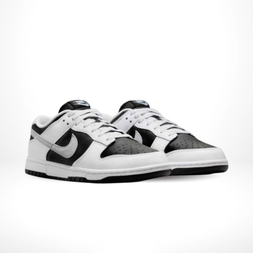Angled front view of a full pair of Nike Dunk Low