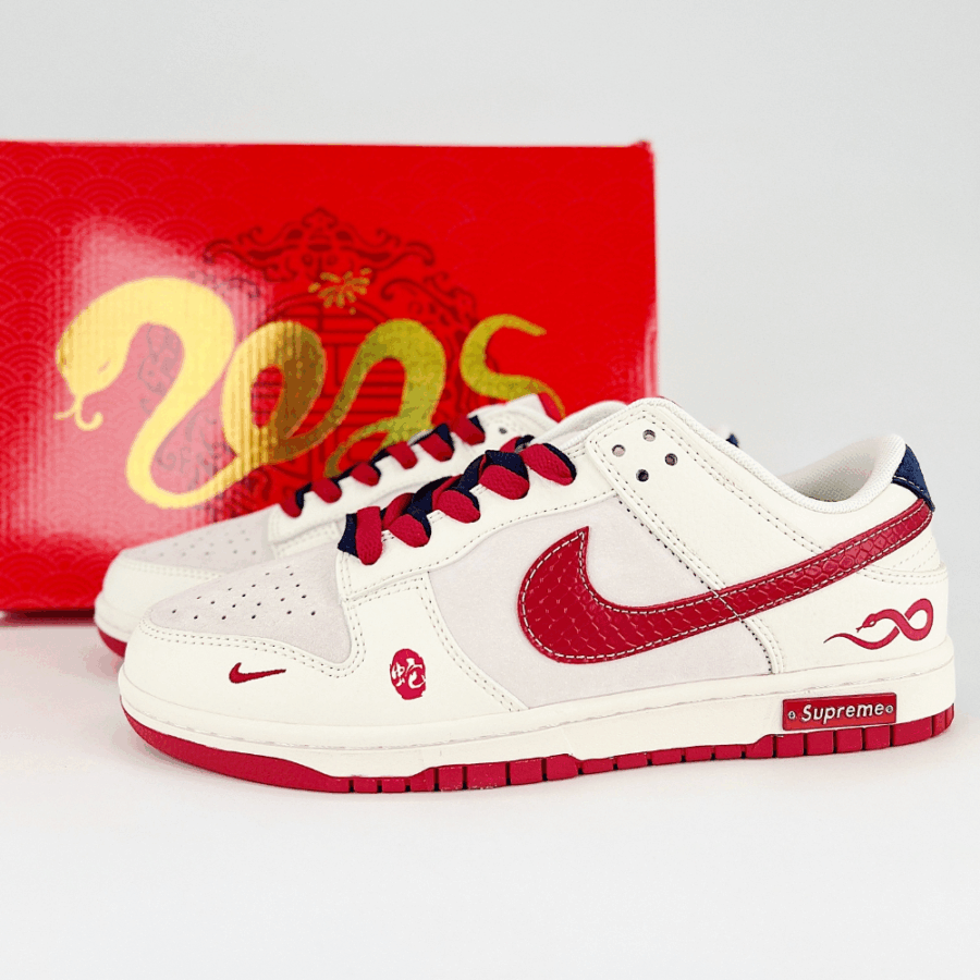 Nike SB Dunk Low Supreme Joint Snake Year Limited White Red - Image 7