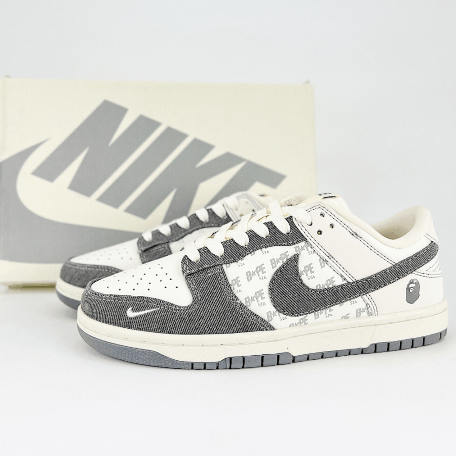 Nike SB Dunk Low X Bape White Grey Hook - Image 7