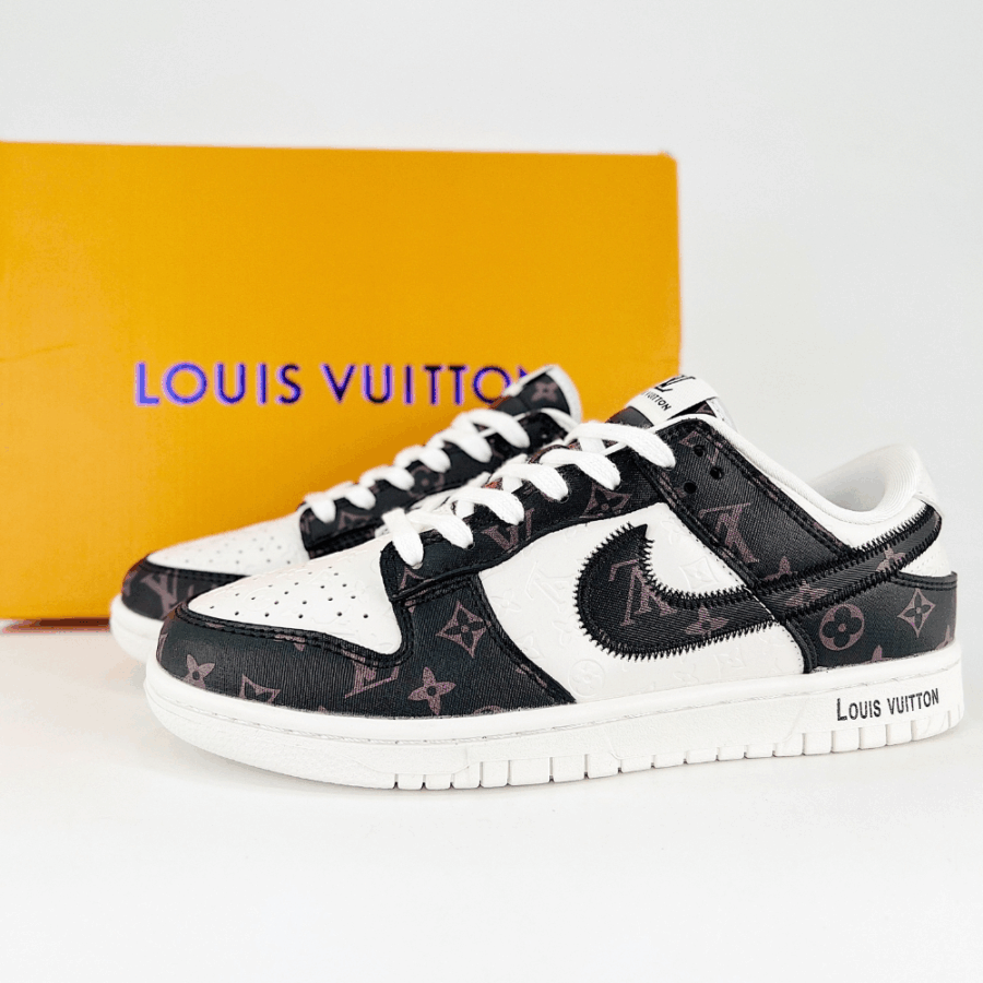 Nike SB Dunk Low X Louis Vuitton White Black Print - Image 7