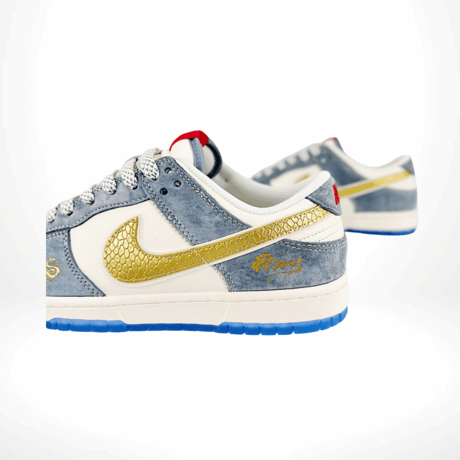 Nike SB Dunk Low Snake Year Limited Edition White Blue Gole Stars - Image 3