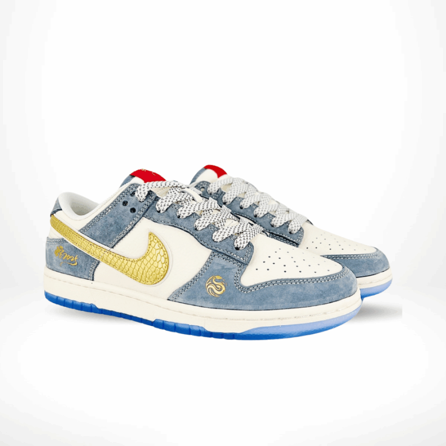 Nike SB Dunk Low Snake Year Limited Edition White Blue Gole Stars - Image 2