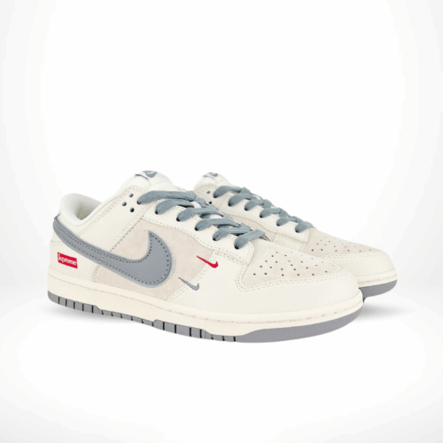 Angled front view of a full pair of Nike SB Dunk Low