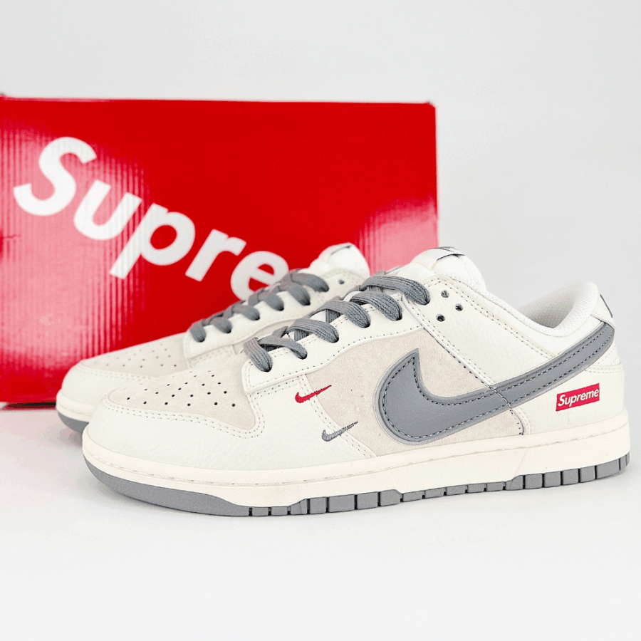 Nike SB Dunk Low X Supreme White Gray  - Image 7