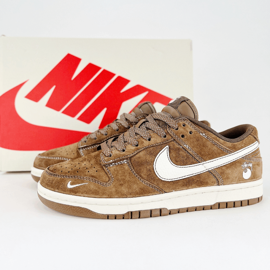 Nike SB Dunk Low Stussy Collaboration Dark Brown White Hook - Image 7
