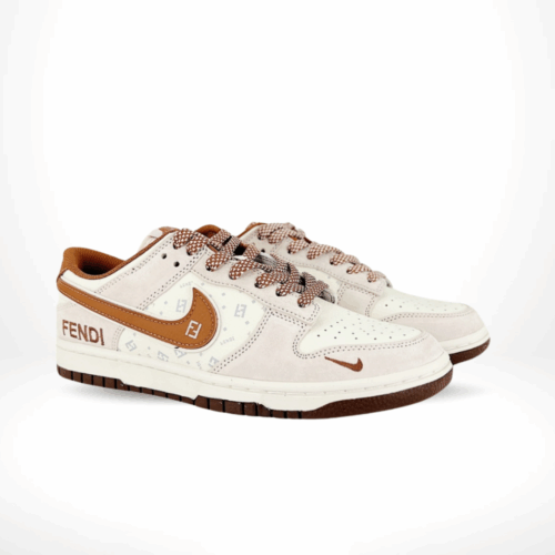 Angled front view of a full pair of Nike SB Dunk Low
