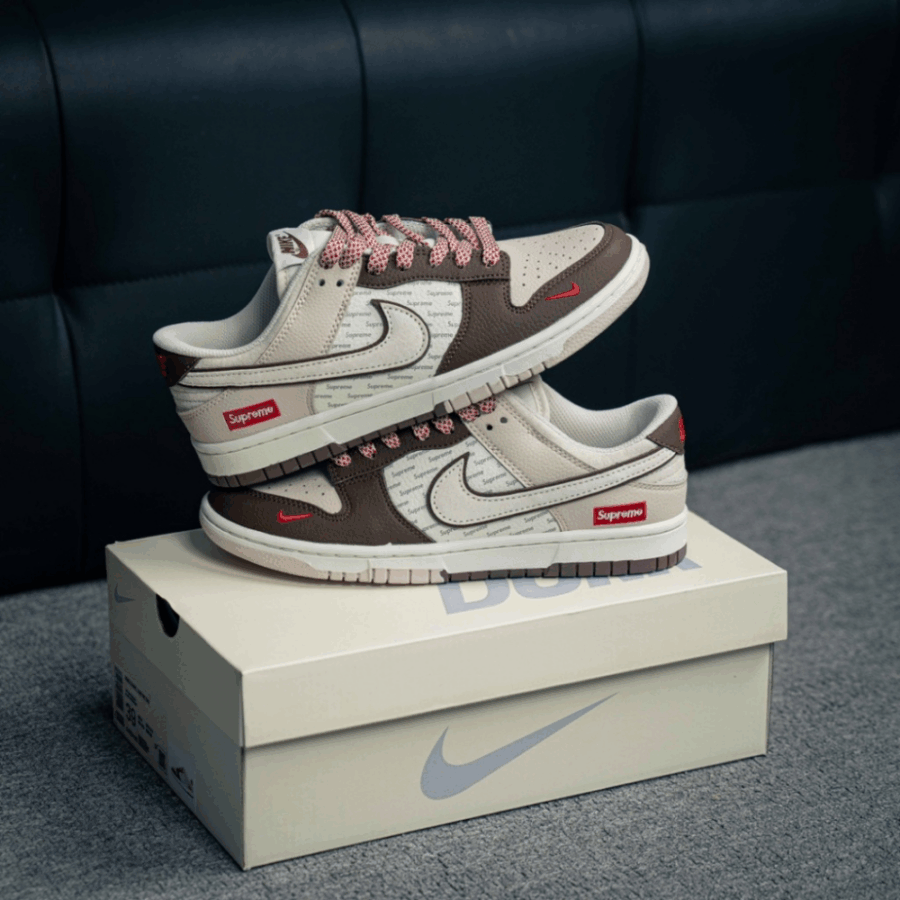 Nike SB Dunk Low Supreme Joint Barrage Brown White - Image 6