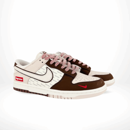 Angled front view of a full pair of Nike SB Dunk Low