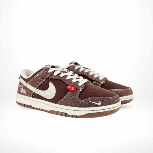 Angled front view of a full pair of Nike SB Dunk Low