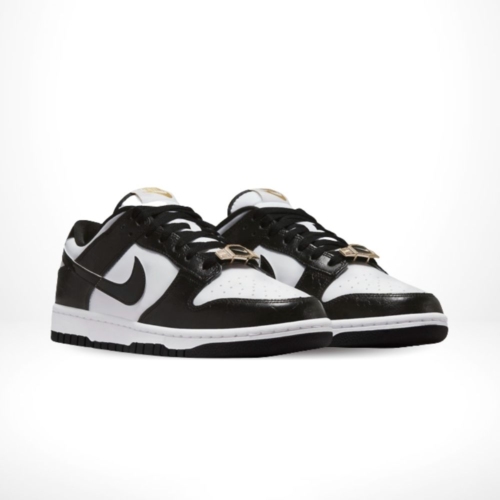 Angled front view of a full pair of Nike Dunk Low