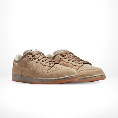 Angled front view of a full pair of Nike Dunk Low