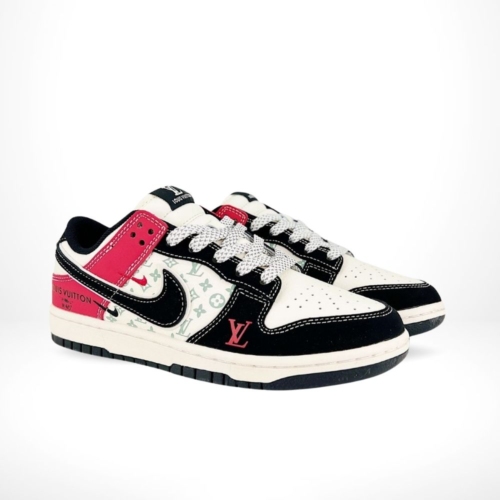 Angled front view of a full pair of Nike SB Dunk Low